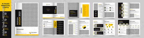 16 page Multipurpose Brochure template, Proposal Design, Company Profile, Simple style and modern layout, Business Proposal, presentations, Annual report, Corporate report, advertising