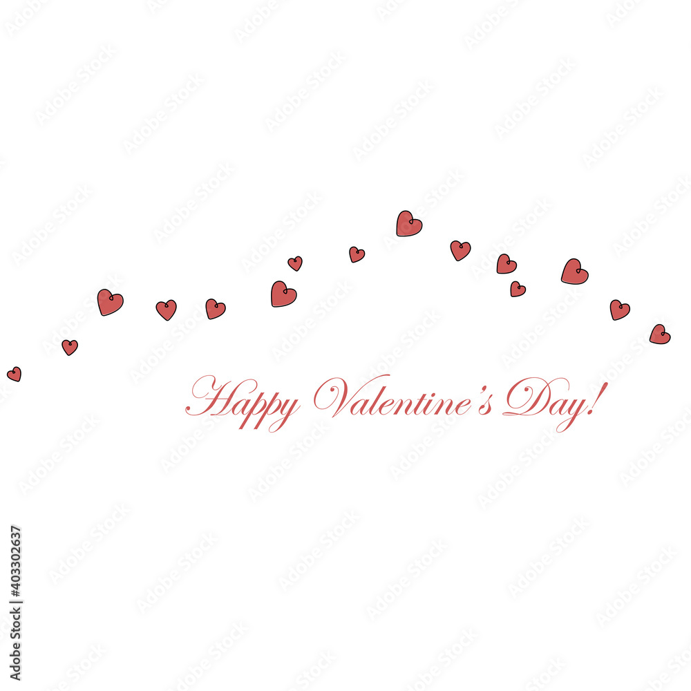 Valentine day card with red hearts, love background vector illustration Valentine day card with red hearts, love background vector illustration