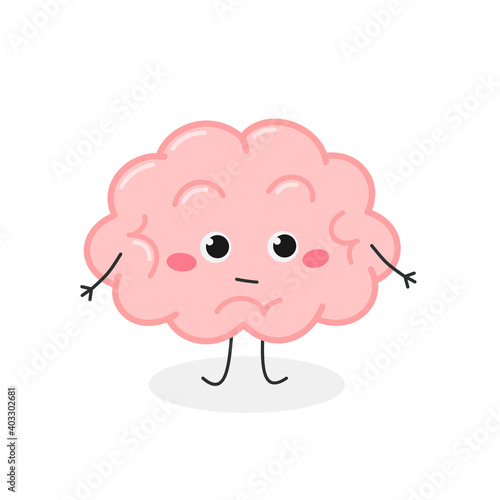 Funny cartoon brain shrugging I don't know