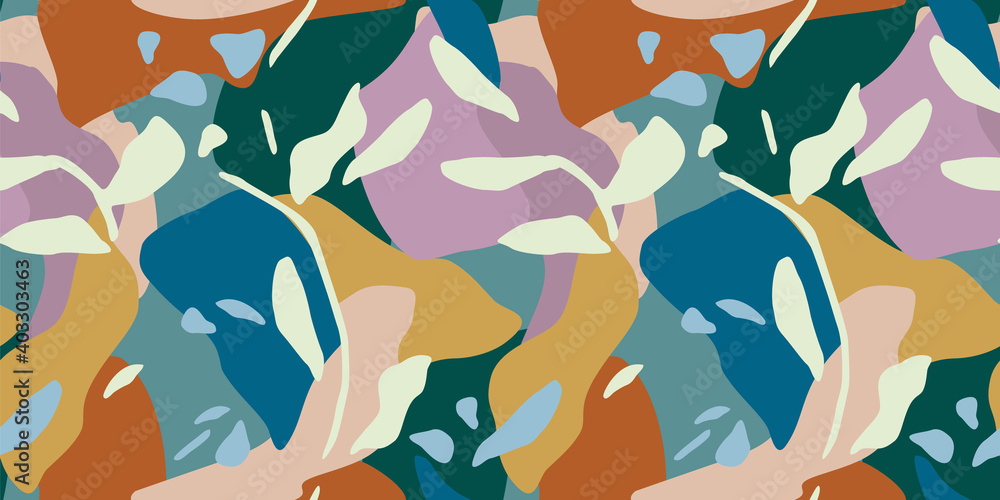 Naklejka premium Artistic seamless pattern with abstract leaves. Modern design for paper, cover, fabric, interior decor and other.