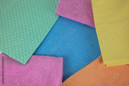 Fotografía Colorful background from kitchen dishcloths
