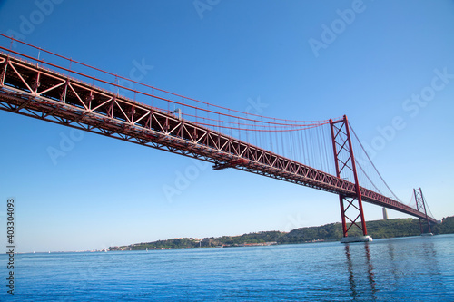 Lisbon  Landmark suspension 25 of April bridge.