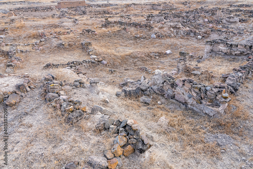 Fototapeta premium Kultepe ancient city ruins. Assyrian Trade Center in Karum-Kanis in Kayseri city Turkey. An Assyrian settlement was found. Its name in Assyrian texts from the 20th century BC was Kanesh