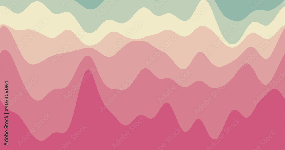 Abstract waves background. Loopable smoothly moving curves in teal rose colors. Neat footage.