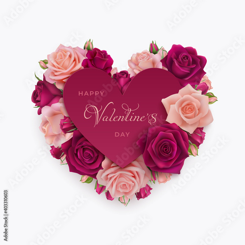 Valentine's day greeting card with flowers