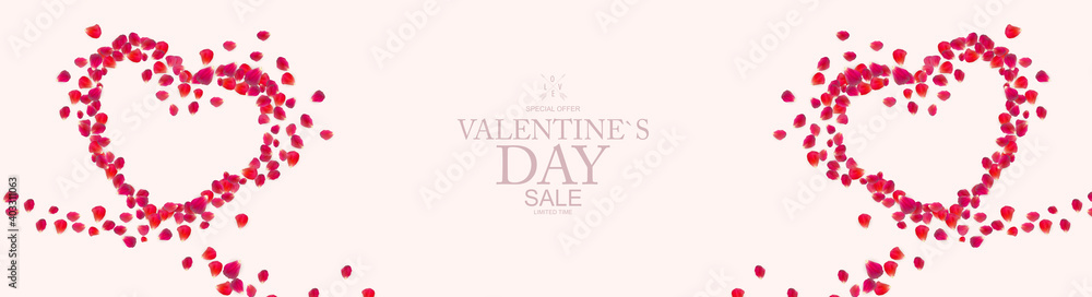 Happy Valentines Day Sale Background, poster, card, invitation. Vector Illustration EPS10