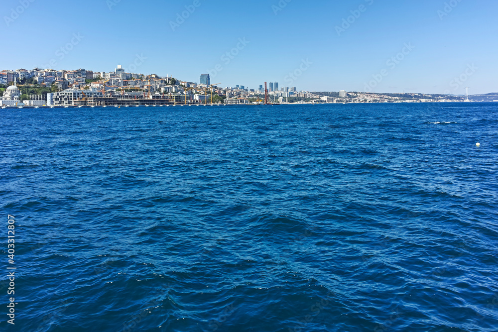 Panorama from Bosporus and Golden Horn in city of Istanbul