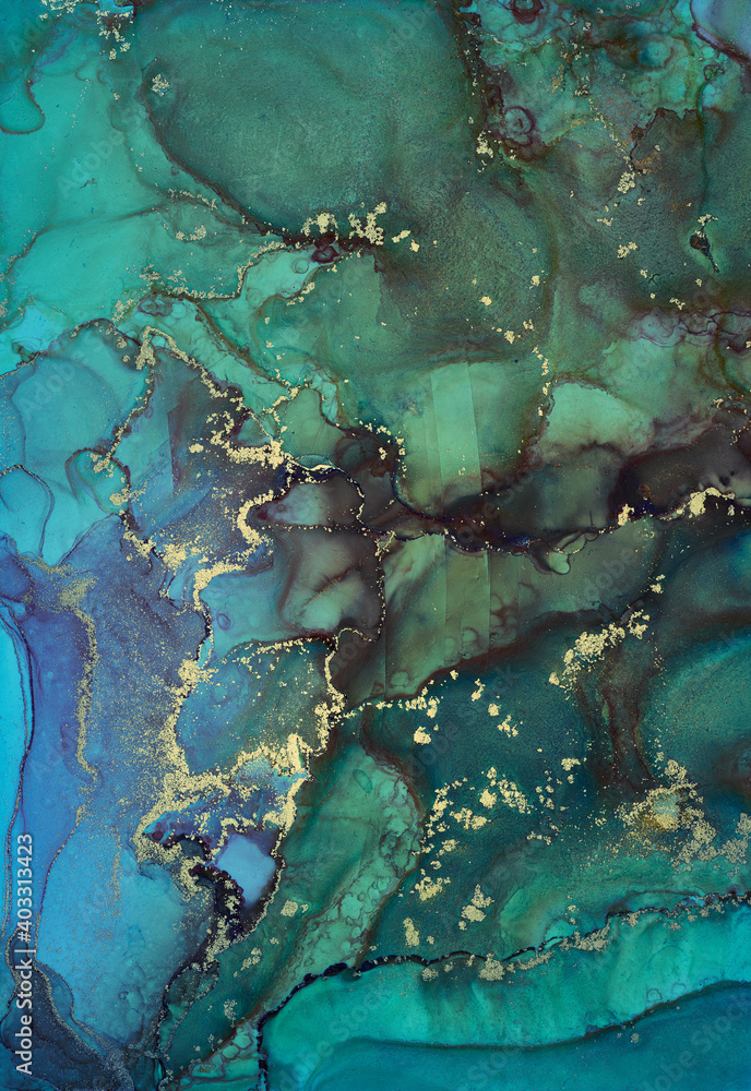 Fototapeta premium Alcohol ink art.Mixing liquid paints. Modern, abstract colorful background, wallpaper. Marble texture.Translucent colors