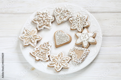 Gingerbread cookie with white icing