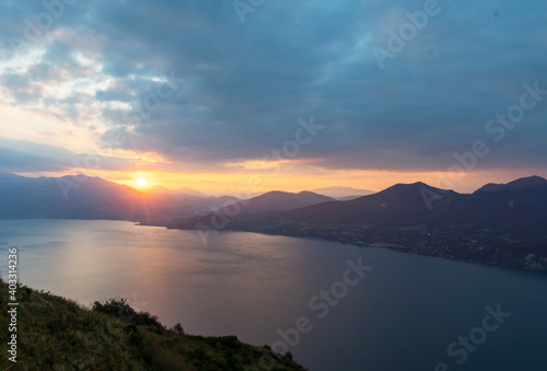 Glimpse of Lake Maggiore from the viewpoint of Premeno  Italy.