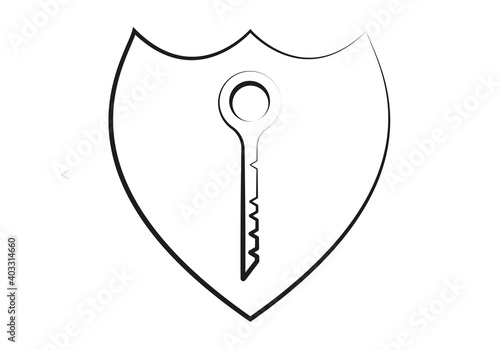 Icono de chapa con llave por la seguridad en internet.