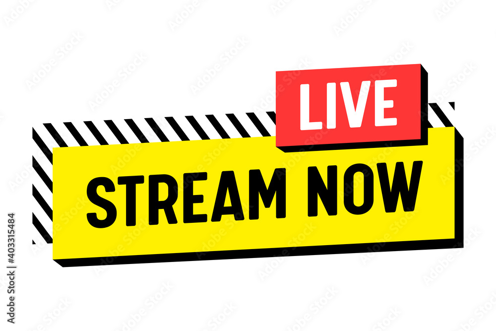 Stream Now, Live Streaming Banner, Label or Emblem for Online Broadcasting. Video News, Tv Stream Screen, Program Stream Now, Live Streaming Banner, Label or Emblem for Online Broadcasting. Video News, Tv Stream Screen, Program