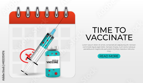 Time to vaccinate 2021 concept.Coronavirus vaccination concept. Vector Illustration eps10