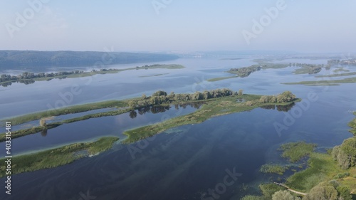 Volga river in summer from copter