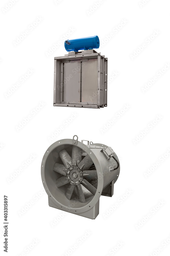 Few modern industrial fans closeup isolated on white background Few modern industrial fans closeup isolated on white background