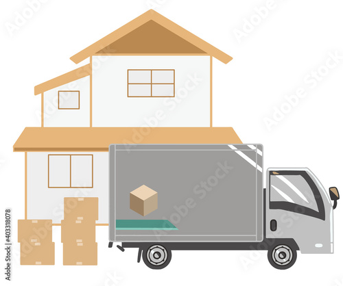 引っ越し　荷物　2階建て(線無し)