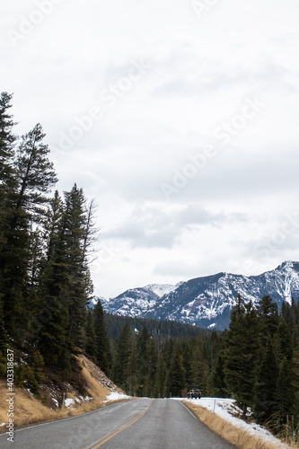 Road to Hyalite Canyon in Bozeman Montana, Landscape of Beautiful Mountain Scenery