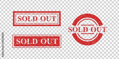 Vector realistic isolated red rubber stamp of Sold Out logo for template decoration on the transparent background.
