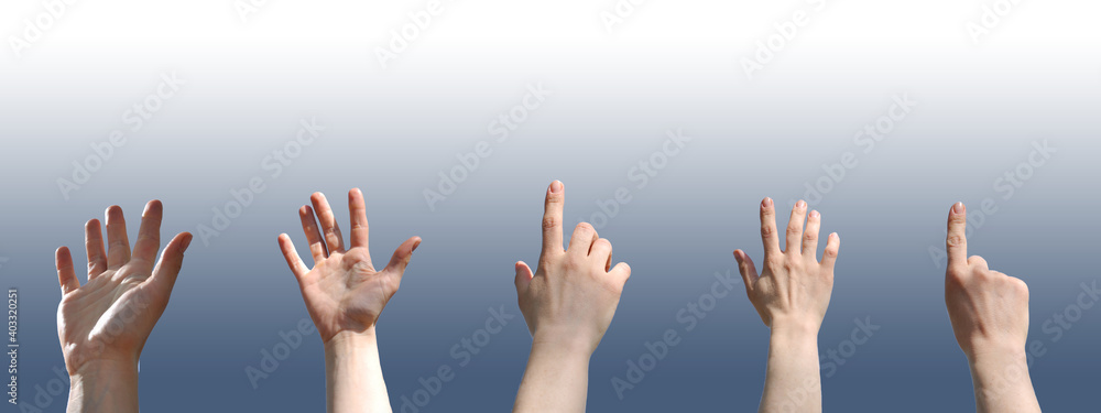 The hands of the crowd raised up into the sky. Freedom team protest concept The hands of the crowd raised up into the sky. Freedom team protest concept