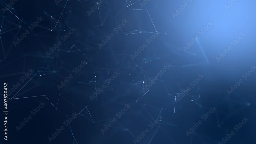 Loop features animated technology based shapes, connected white lines and blurry flicker dots on a dark blue background. Loop features animated technology based shapes, connected white lines and blurry flicker dots on a dark blue background.