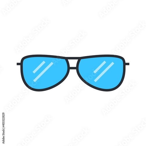Aviator sunglasses, sunlight protective eyewear flat vector icon for apps and websites.