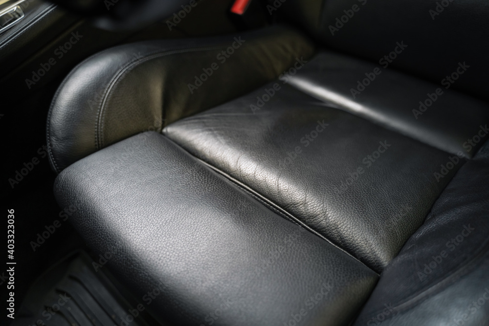 Leather car seats close up