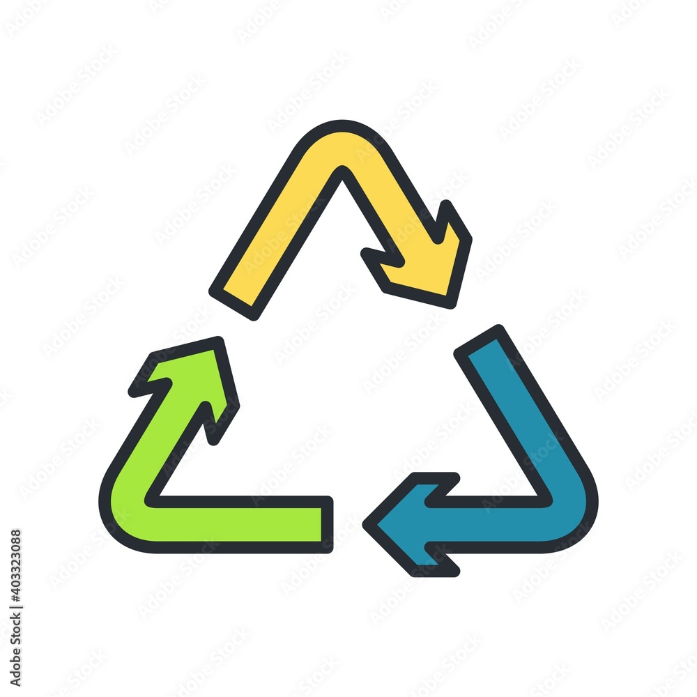 Recycle vector icon. Flat ecology concept icon. Recycle vector icon. Flat ecology concept icon.