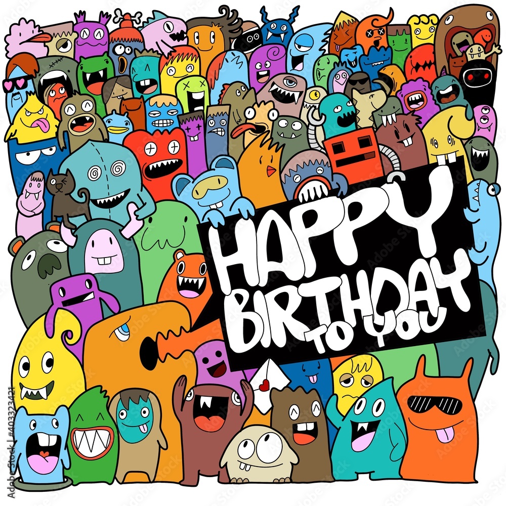 Obraz premium Hand drawing doodle monsters