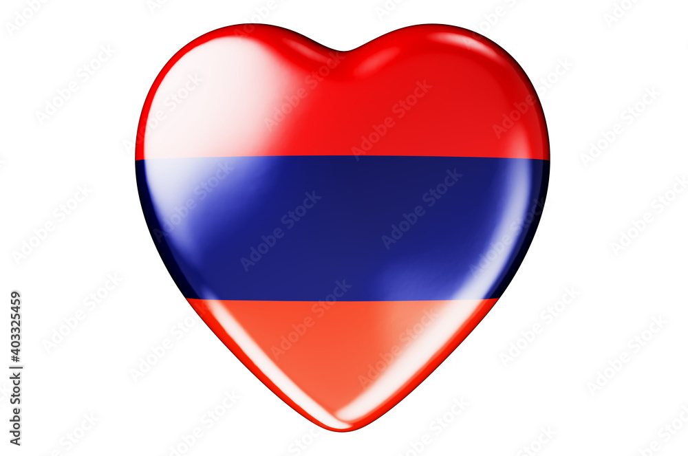 Heart with Armenian flag, 3D rendering Heart with Armenian flag, 3D rendering