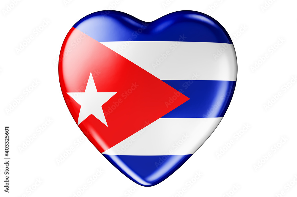 Fototapeta premium Heart with Cuban flag, 3D rendering