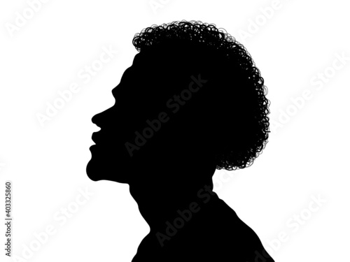 Dreadlocks hairstyle, afro hair and beard.Black Men African American, African profile picture silhouette. Man from the side with afroharren.