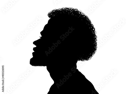 Dreadlocks hairstyle, afro hair and beard.Black Men African American, African profile picture silhouette. Man from the side with afroharren.