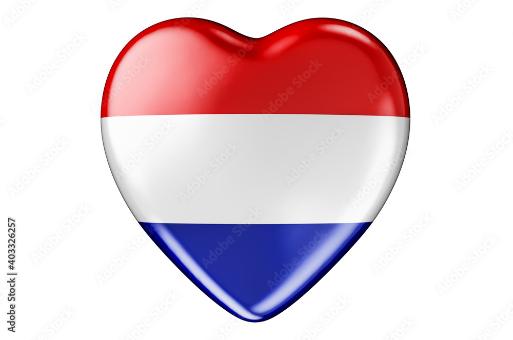 Heart with the Netherlands flag, 3D rendering Heart with the Netherlands flag, 3D rendering