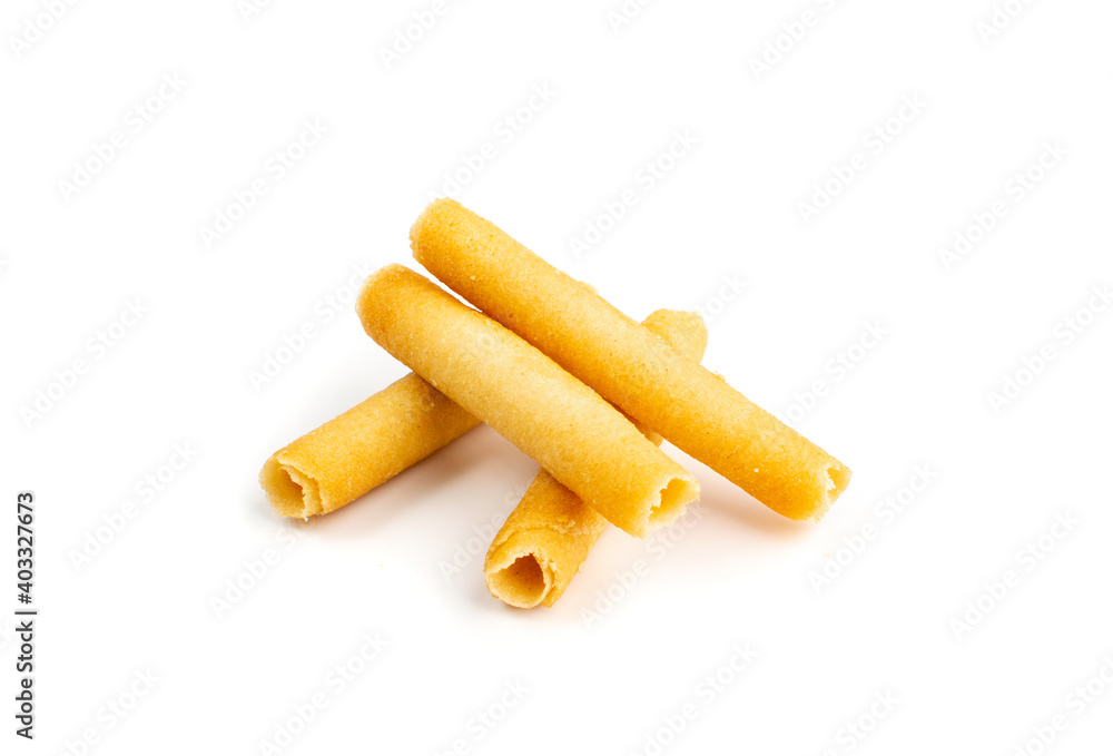 Crunchy Wafer Sticks Isolated on White Background Crunchy Wafer Sticks Isolated on White Background
