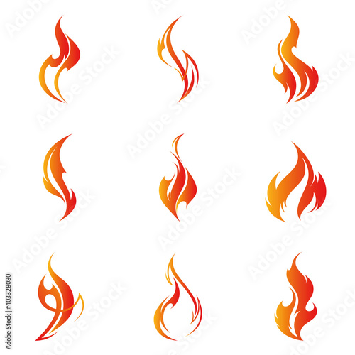 Fire flames. Set. Illustration element for design.