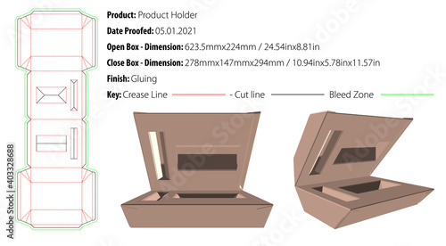 Product Holder packaging design template gluing die cut - vector