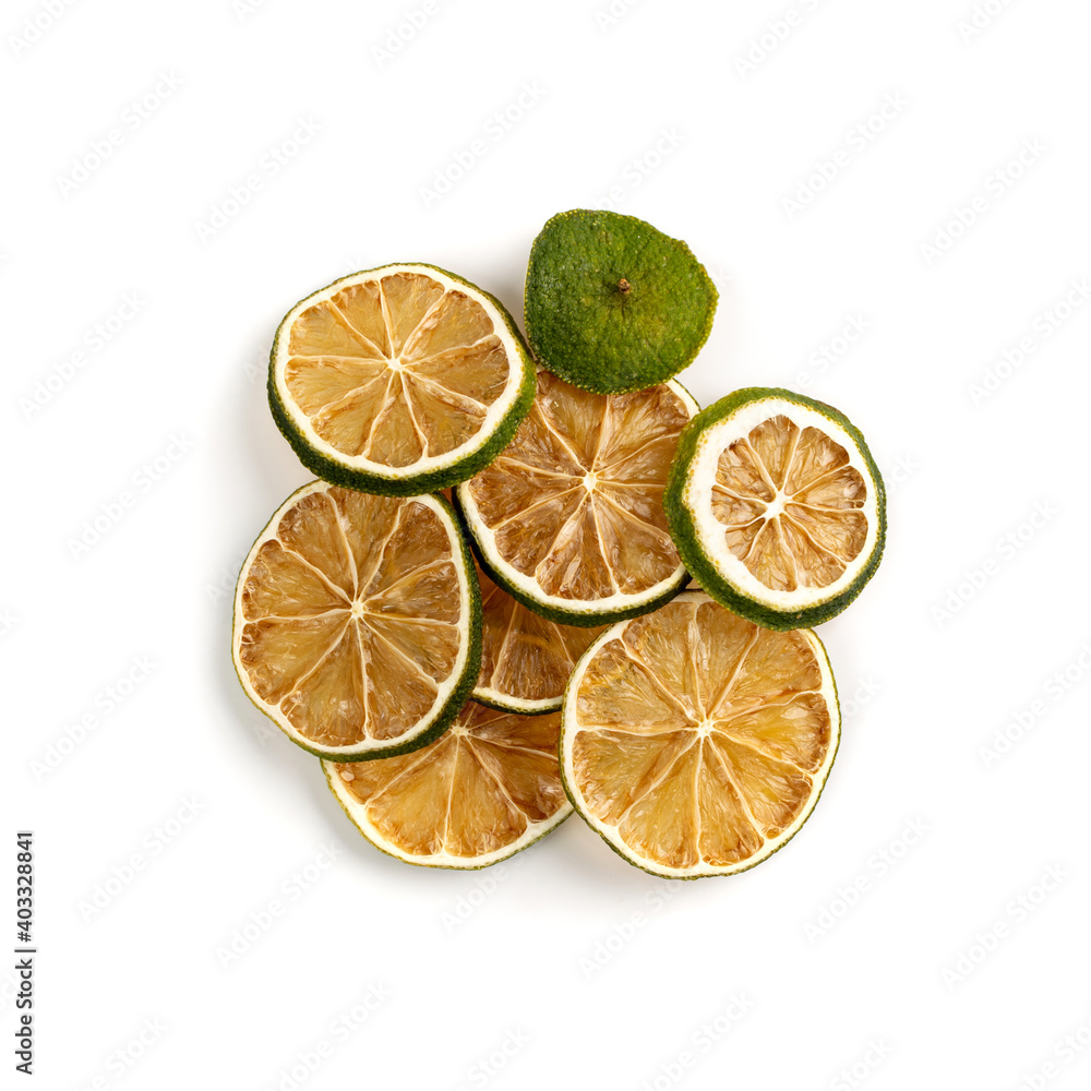 Dried Slices of Lime and Green Orange Isolated Dried Slices of Lime and Green Orange Isolated