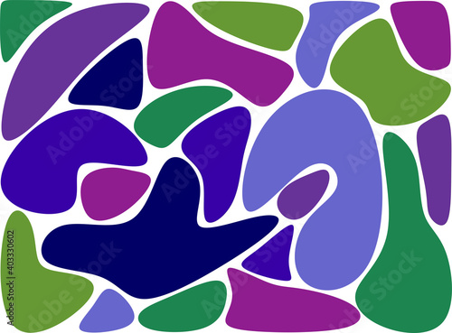 Form and shape variations with cold abstract colors