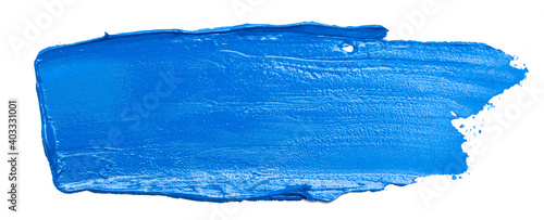 A Swatch of Blue Oil Paint Isolated on a White Background photo