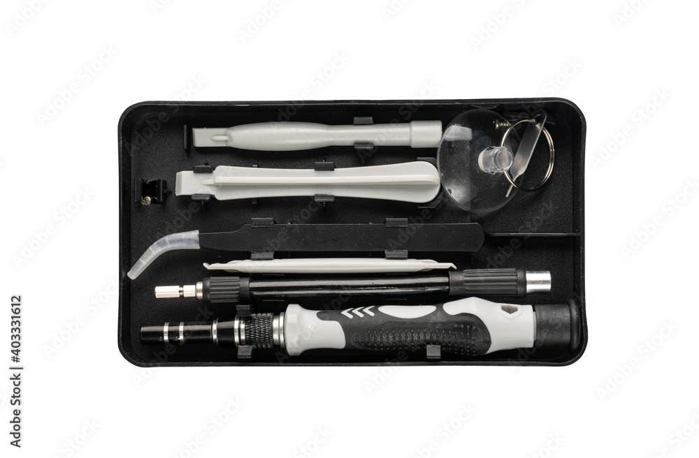 Set of tools in the case, suitcase or tool kit Set of tools in the case, suitcase or tool kit