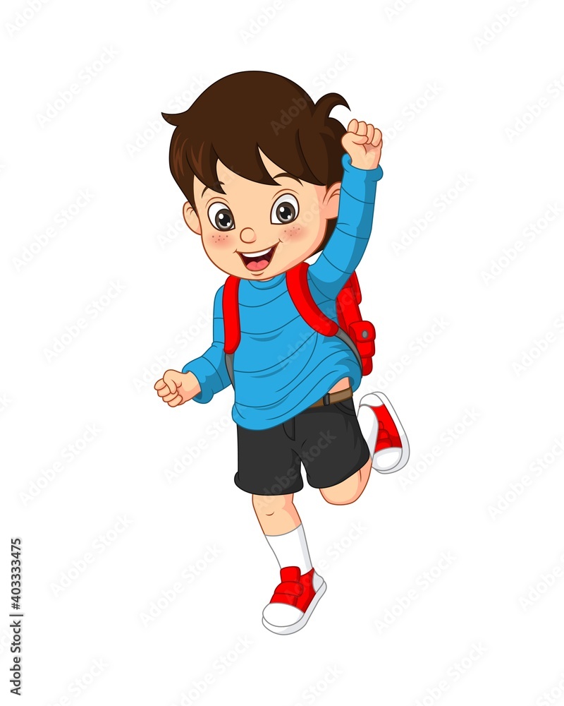 Cute little boy go to school