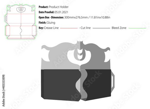 Product Holder packaging design template snap lock bottom gluing die cut - vector