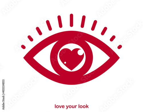 You look great concept cheerful greeting vector design element, compliment stylish retro design created with heart and eye, creative icon or logo, dating valentine day theme.