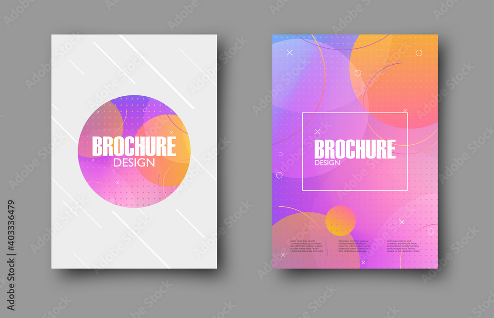 Fototapeta premium Abstract modern colorful trendy brochure. Flyer design vector template in creative memphis style