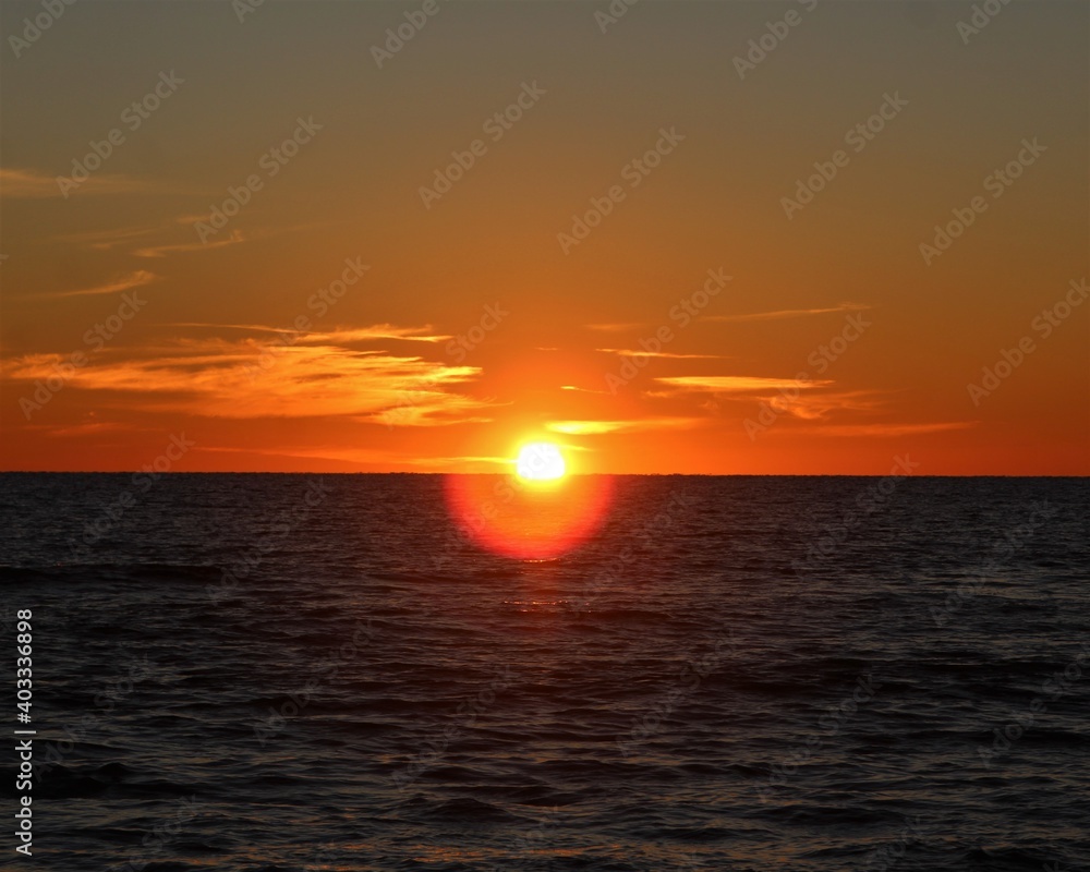 A Beautiful Sunset on the Horizon Off Laguna Beach in Florida