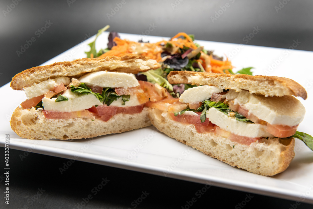 Caprese Panini stacked with layers of ingredients of delicious food for this meal