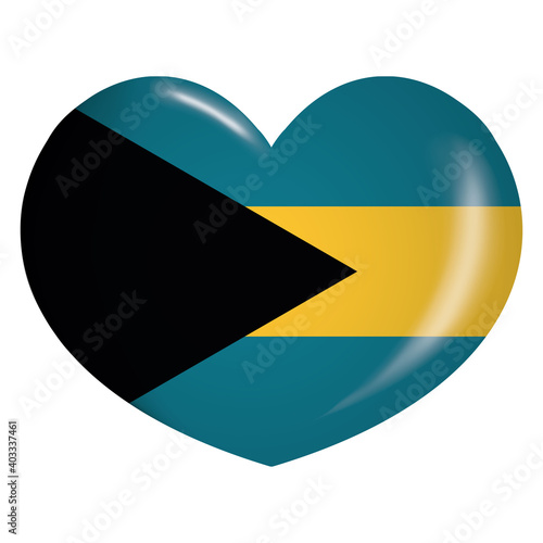 Icon representing heart button flag of Bahamas. Ideal for catalogs of institutional materials and geography