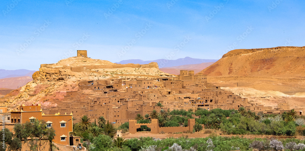  Panorama of Ait Ben Haddou, fortified village, UNESCO world heritage site