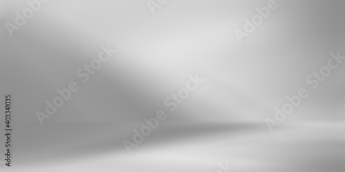 Gray studio room backdrop. White and grey Empty copy space banner design background.