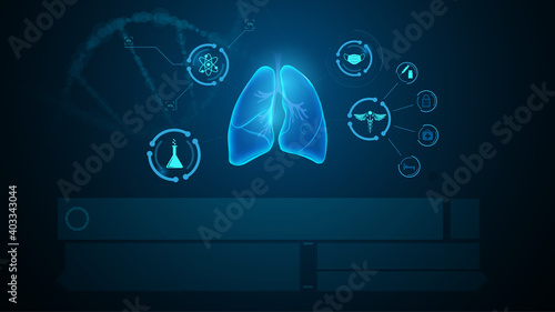 medical health care lung respiratory system scanning detecting virus virtual doctor HUD UI concept design eps 10 vector